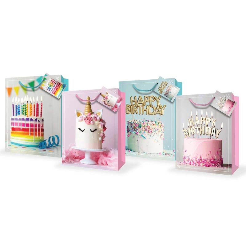 Large Birthday Cake Party Gift Bag, Assortment, 1 Count