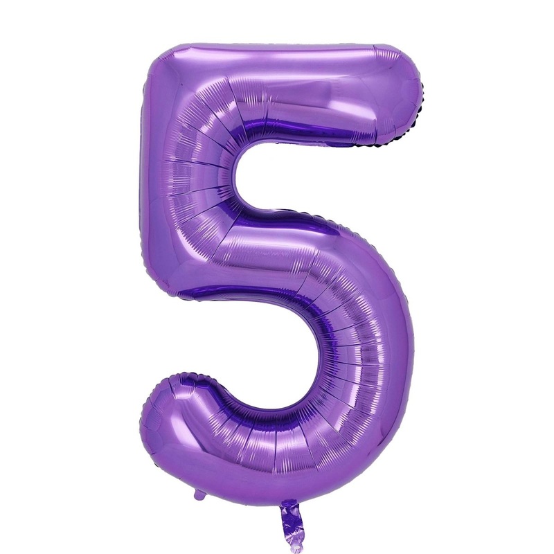 Purple Number 5 Supershape Foil Balloon, 40 Inches, 1 Count