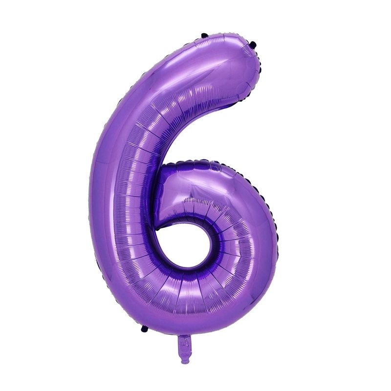 Purple Number 6 Supershape Foil Balloon, 40 Inches, 1 Count