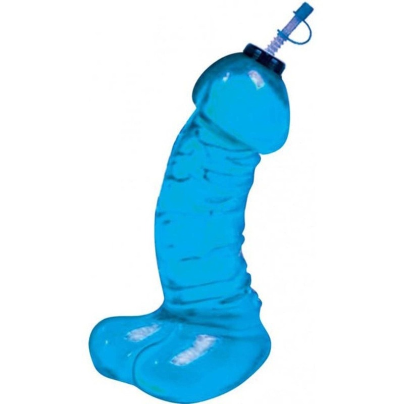 Bachelorette Party Blue Dicky Chug Bottle with Straw, 16 Oz, 1 Count