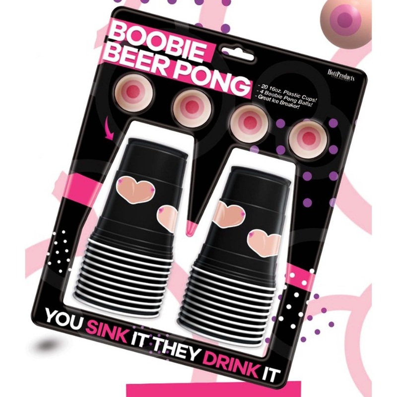 Bachelorette Party Boobie Beer Pong Cups with Balls, 16 Oz, 1 Count