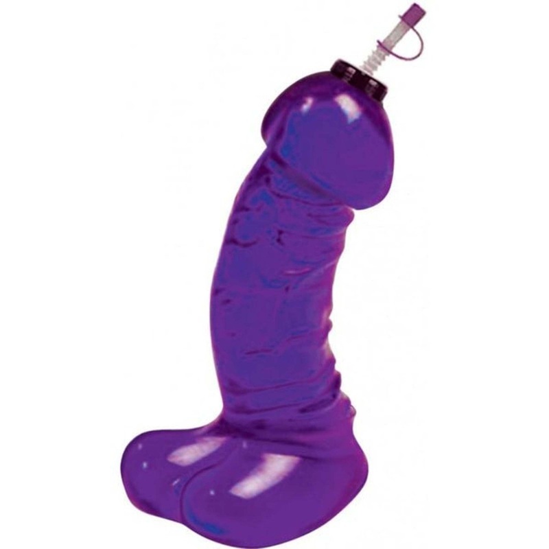 Bachelorette Party Purple Dicky Chug Bottle with Straw, 16 Oz, 1 Count
