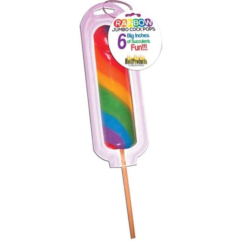 Bachelorette Party Rainbow Jumbo Candy Cock Pop, 6 Inches, 1 Count