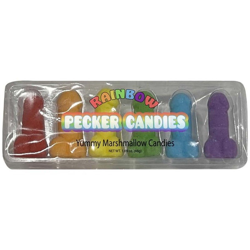 Bachelorette Party Rainbow Marshmallows Pecker Candies, 6 Count