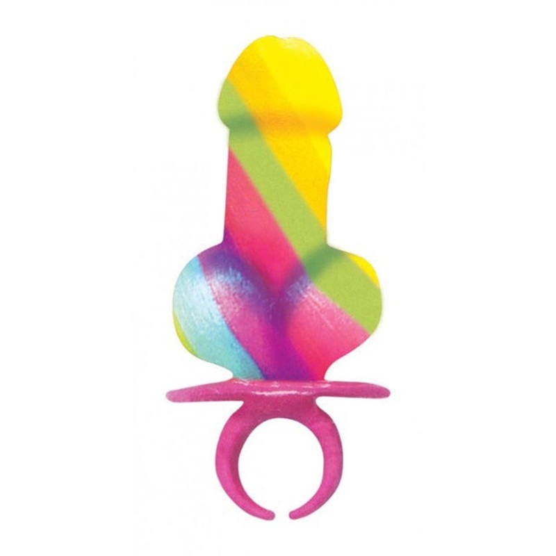 Bachelorette Party Rainbow Penis Candy Finger Ring, 1 Count