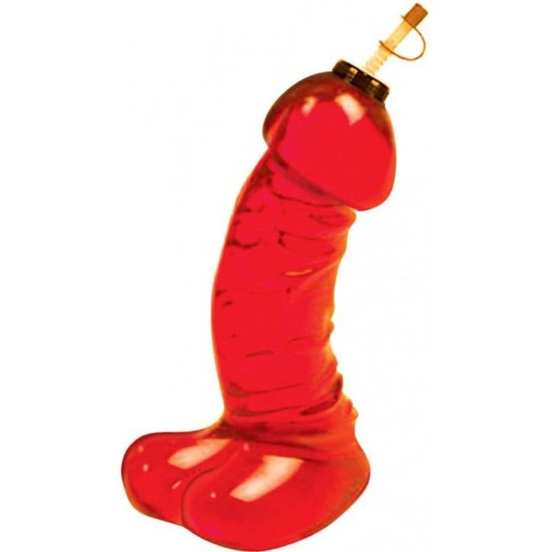 Bachelorette Party Red Dicky Chug Bottle with Straw, 16 Oz, 1 Count
