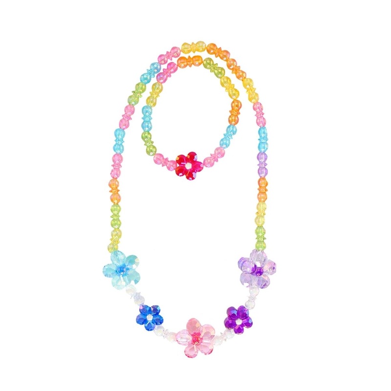 Blooming Beads Flower Necklace and Bracelet Set for Kids