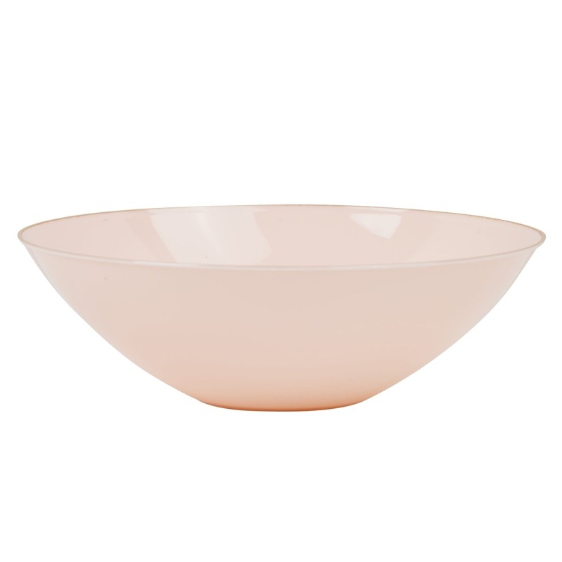Blush Pink Premium Quality Round Bowl with Gold Rim, 9 Inches, 10 Count