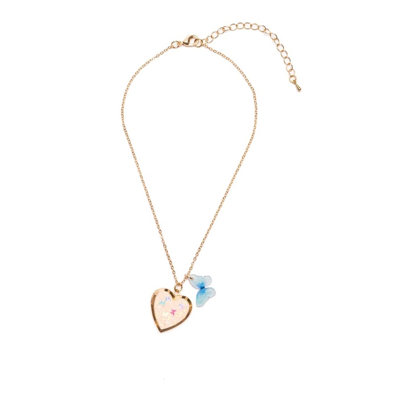 Butterfly Heart Locket Necklace for Kids, 1 Count