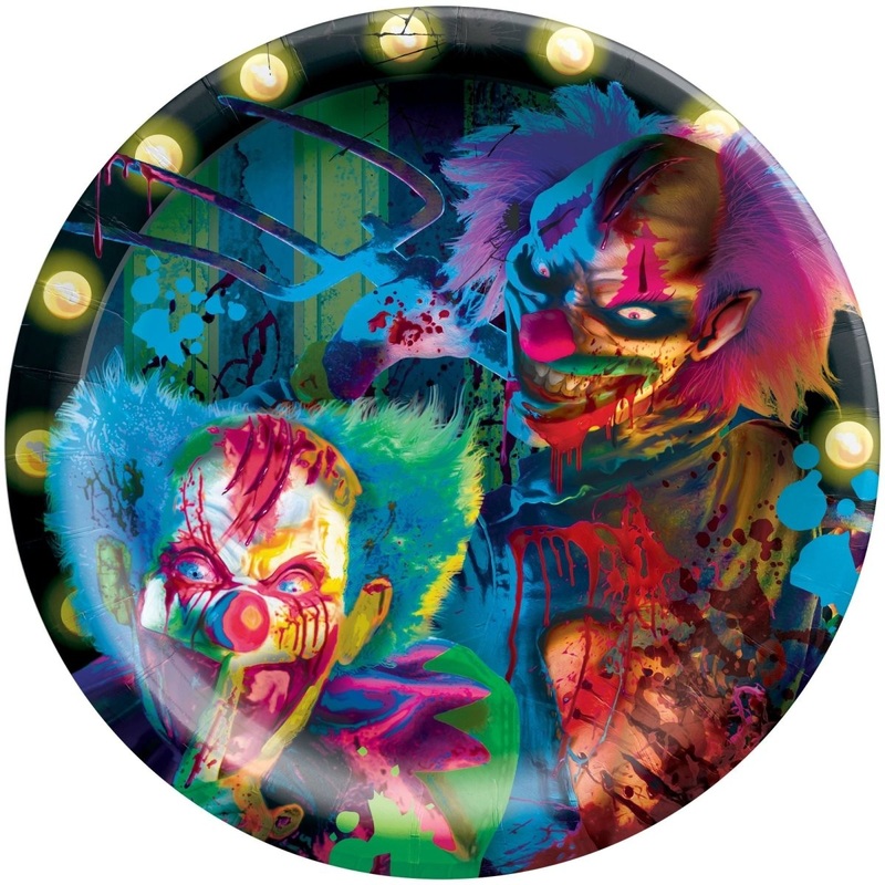 Creepy Carnival Large Round Lunch Paper Plates, 10 Inches, 20 Count