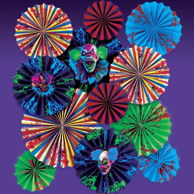 Creepy Carnival Paper Fan Decoration Kit, 1 Count