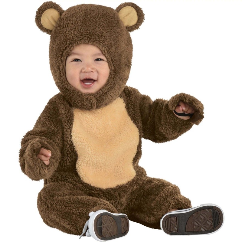 Cuddly Teddy Bear Costume for Babies and Toddlers, Brown Jumpsuit 3-6M