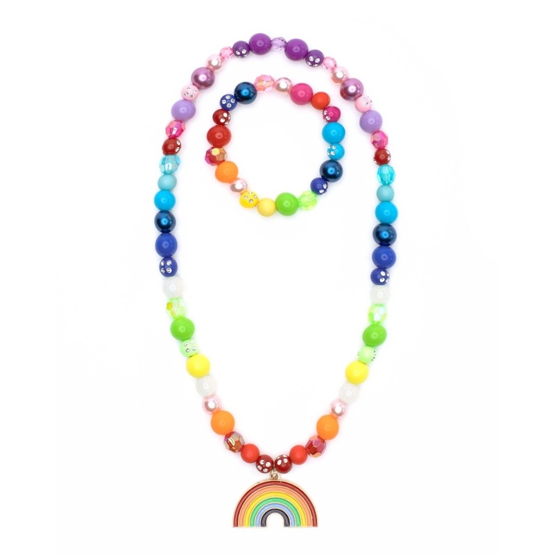 Double Rainbow Necklace and Bracelet Set for Kids
