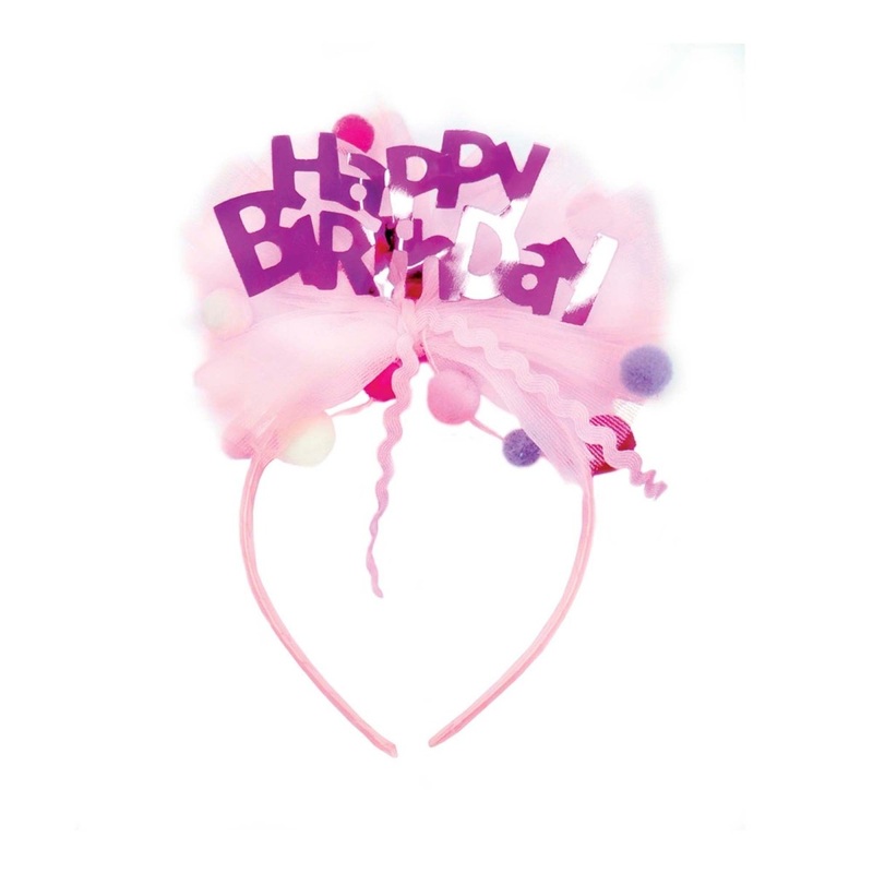 Happy Birthday Pink Headband for Kids, 1 Count