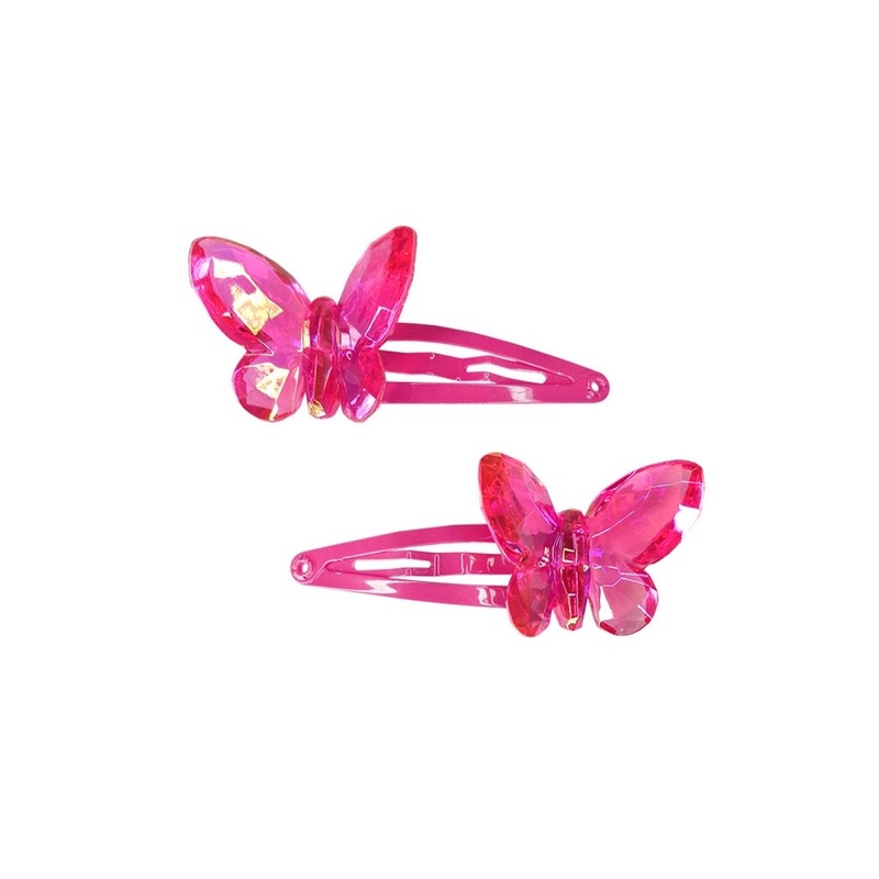 Pink Fancy Butterfly Flutter Hairclips for Kids, 2 Count