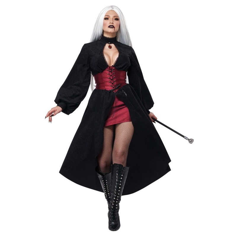 Vampire Corset Coat Costume for Adults, Black Coat XS