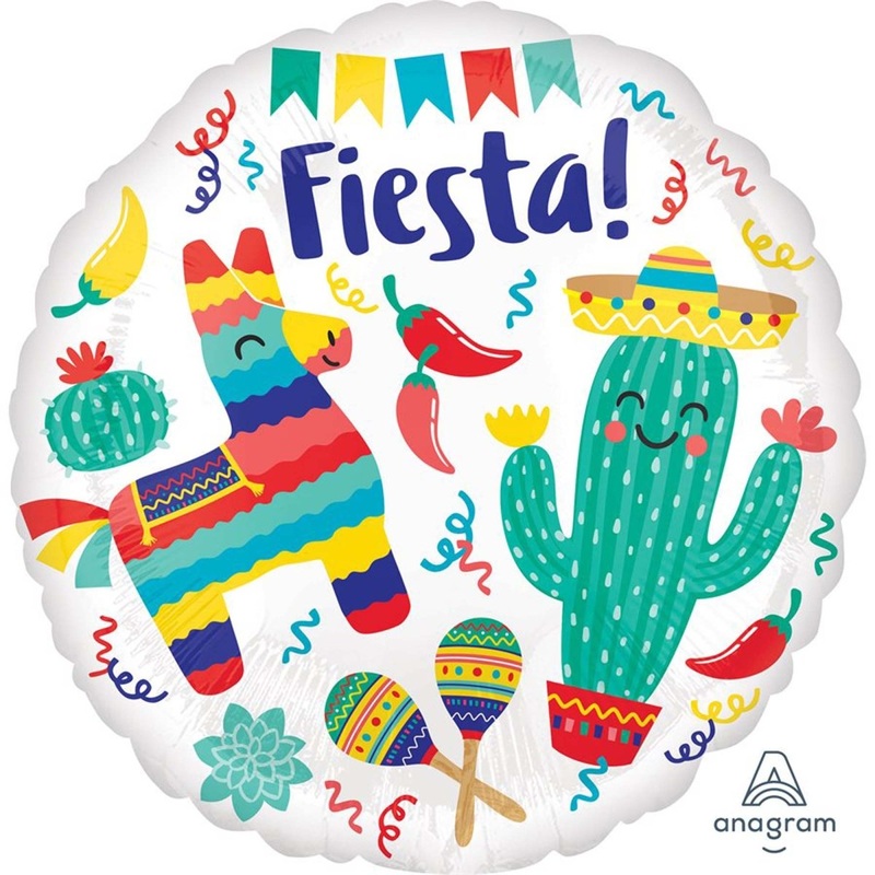 Fiesta Party Round Shape Foil Balloon, 18 Inches, 1 Count