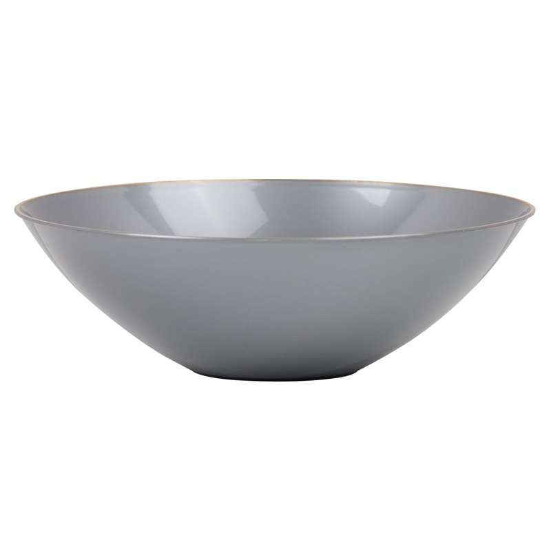 Grey Premium Quality Round Bowl with Gold Rim, 9 Inches, 10 Count