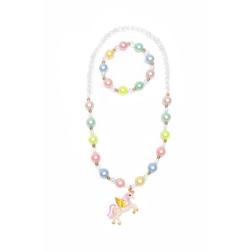 Happy Go Unicorn Necklace and Bracelet Set for Kids