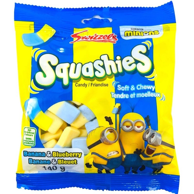 Minions Squashies Banana and Blueberry Candies, 140g, 1 Count