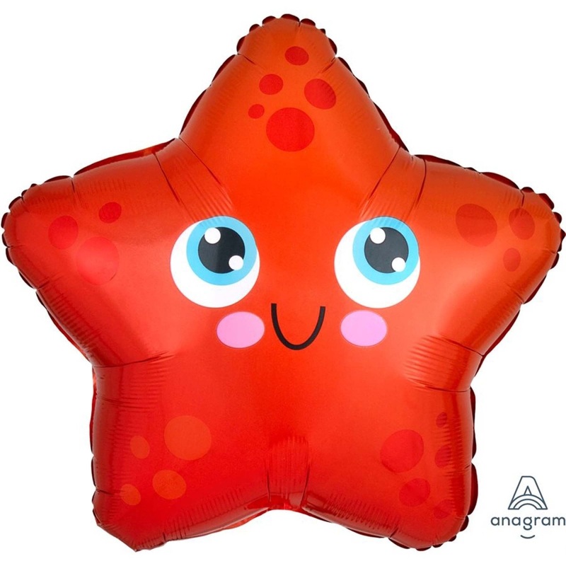 Red Starfish Foil Balloon, 18 Inches, 1 Count