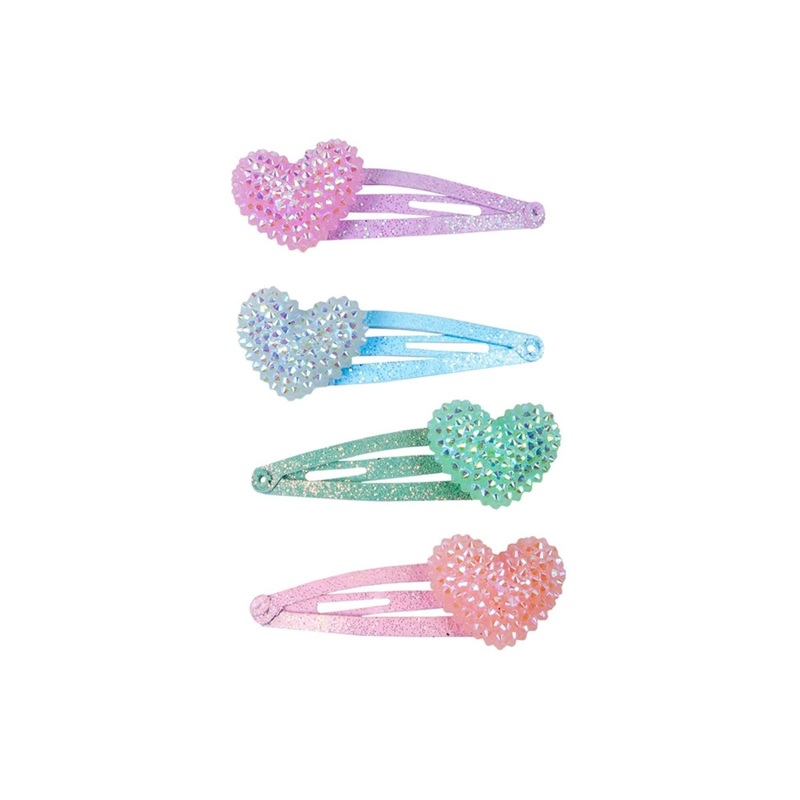 Sparkle Heart Bobble Hair Clips for Kids, 4 Count