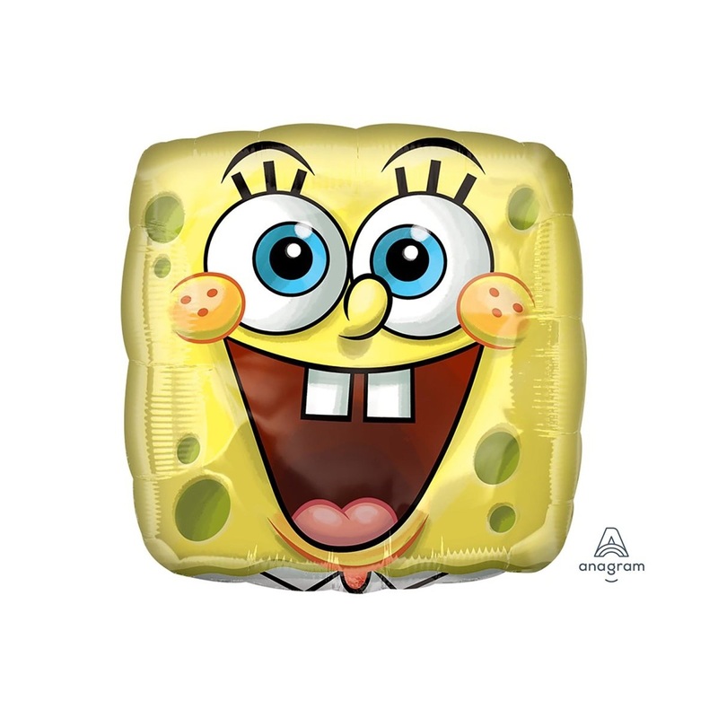 SpongeBob SquarePants Face Square Shape Foil Balloon, 18 Inches, 1 Count