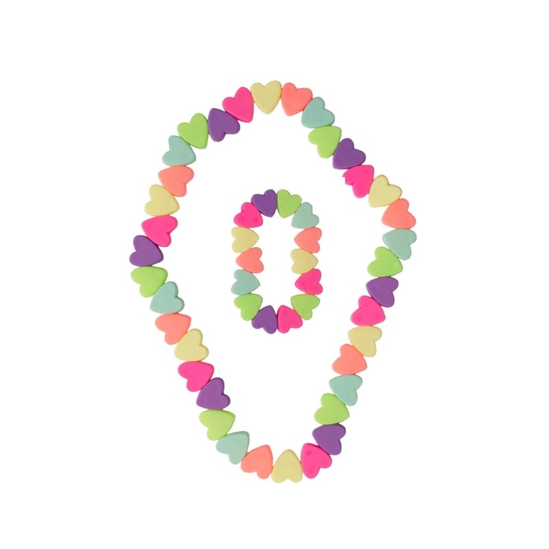 Sweet Hearts Necklace and Bracelet Set for Kids, 2 Count