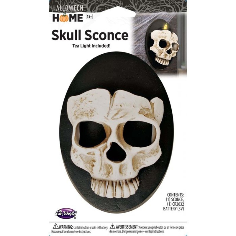 3D Skull Wall Sconce With Tea Light, 6 Inches, 1 Count