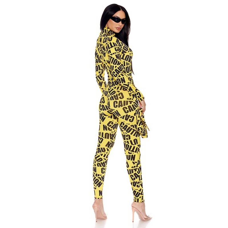 Caution Tape Costume for Adults, Jumpsuit XS/S