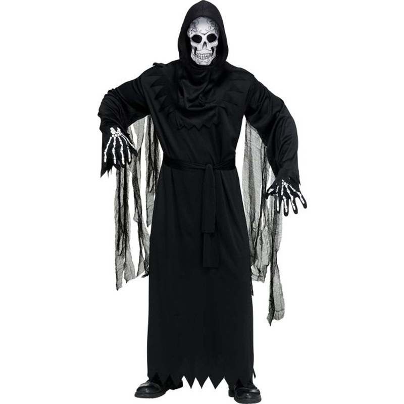 The day of the Dead Reaper Costume for Adults, Black Robe STD