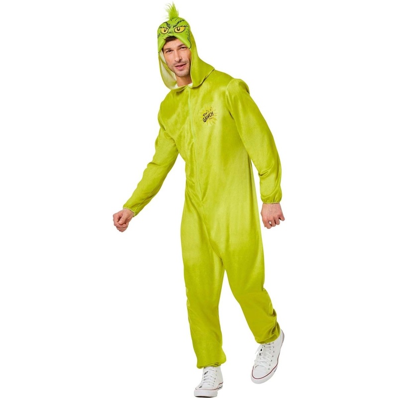 The Grinch Costume for Adults, Green Hooded Jumpsuit S