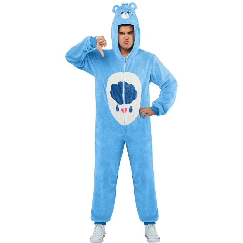 Care Bears Grumpy Bear Costume for Adults, Blue Jumpsuit with Hood S
