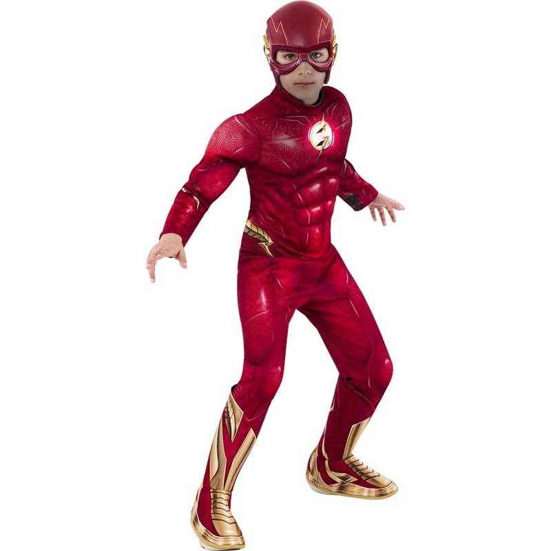 DC The Flash Costume for Kids, Red Padded Jumpsuit S