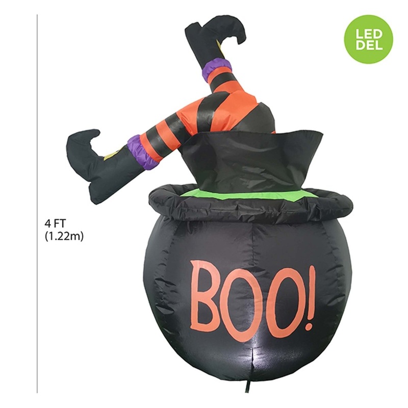 Inflatable Light-Up Witch Leg in Cauldron Decoration, 48 Inches, 1 Count