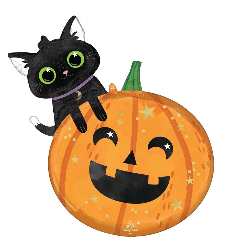Cat and Pumpkin Supershape Balloon, 24 Inches, 1 Count