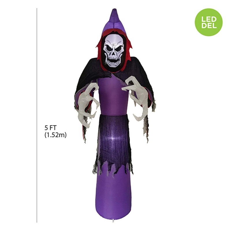 Inflatable Light-Up Skeleton Reaper Decoration, 60 Inches, 1 Count