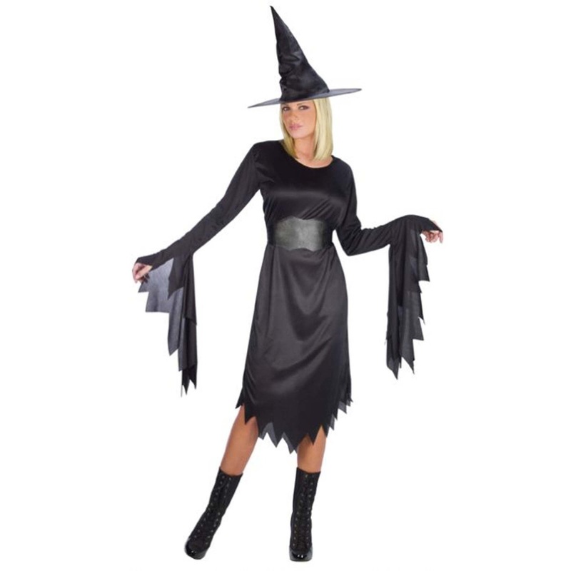 Witch Costume for Adults, Black Dress One Size