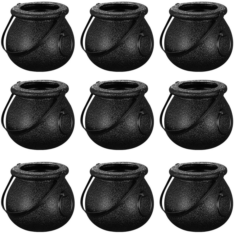 Black Halloween Mini Cauldrons, 12 Count