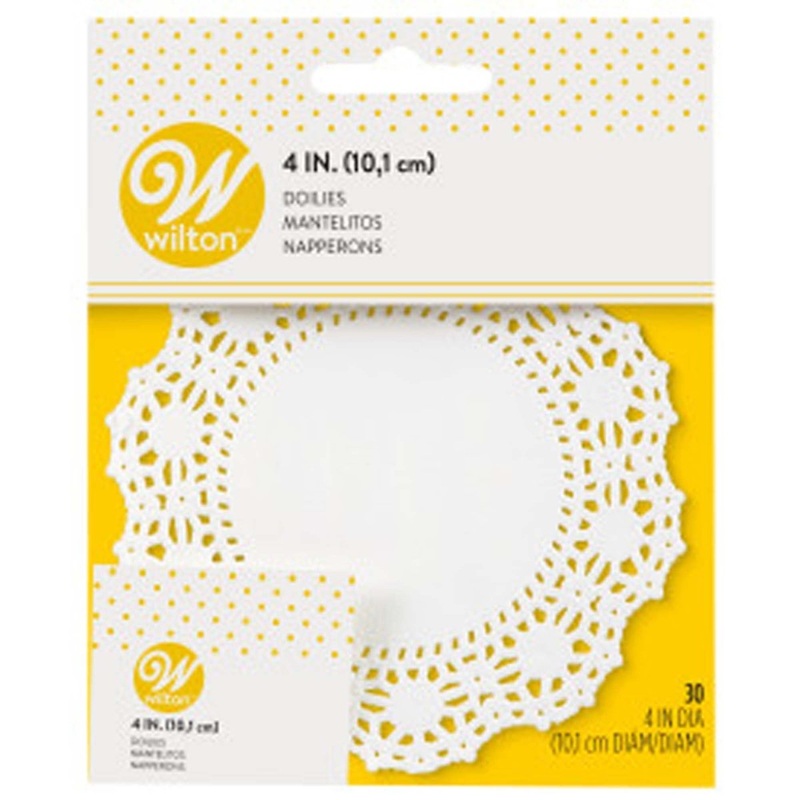 Small White Greaseproof Doilies, 4 Inches, 30 Count