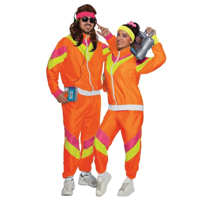80s Costume for Adults, Orange Vest and Pants S