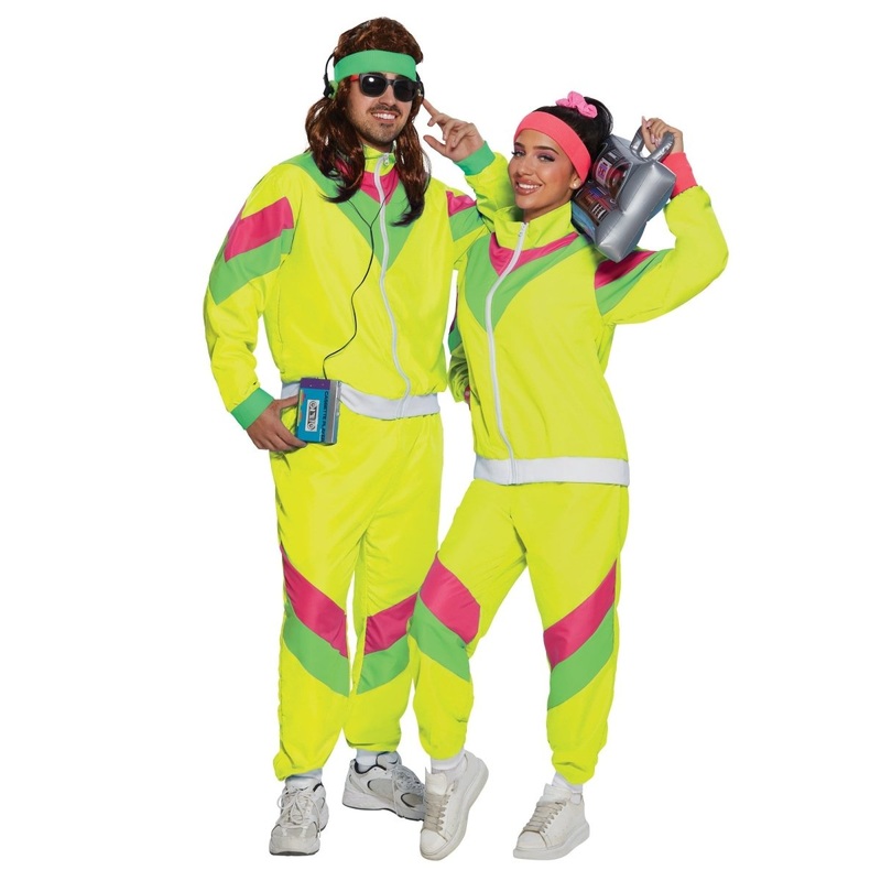 80s Plus Size Costume for Adults, Yellow Vest and Pants XXL