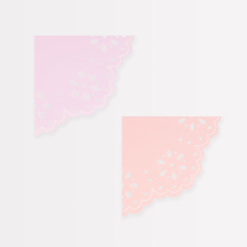 Broderie Anglaise Pastel Beverage Napkins, 16 Count