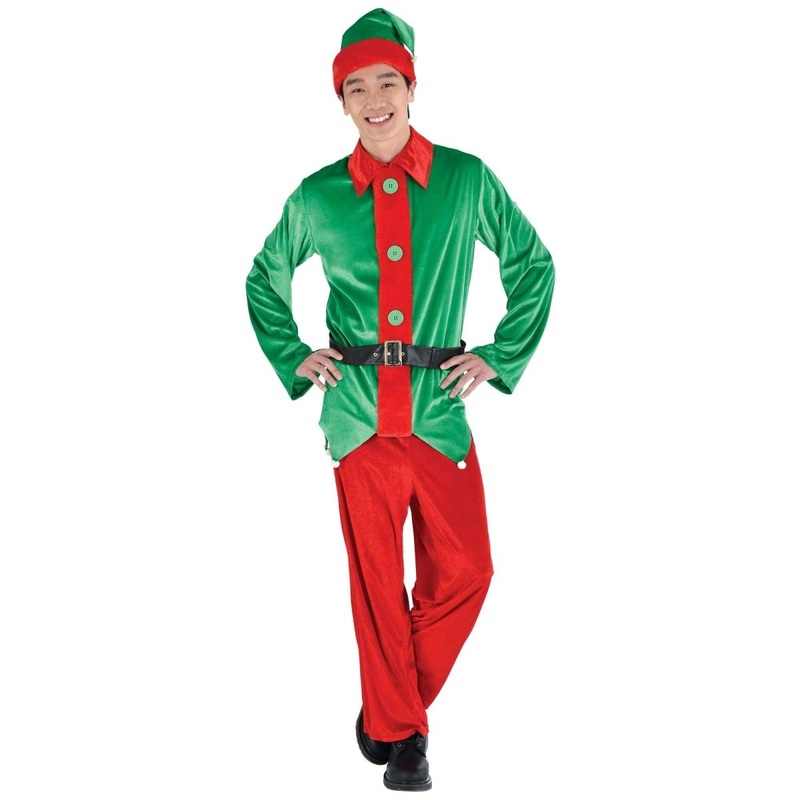 Elf Costume for Adults, Green Jacket and Red Pants STD