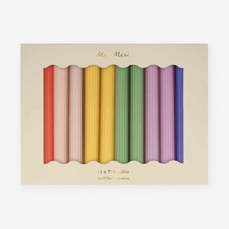 Multicolors Table Candles, 7 Inches, 12 Count