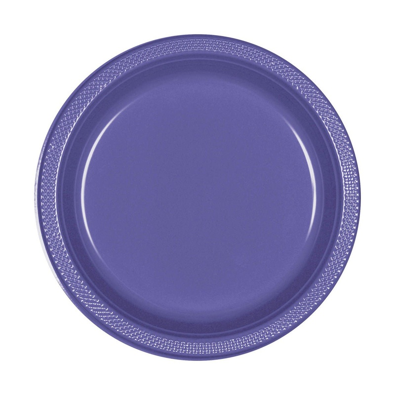 New Purple Small Round Dessert Plastic Plates, 7 Inches, 20 Count