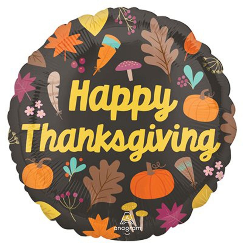 Thanksgiving Round Foil Balloon, 18 Inches, 1 Count
