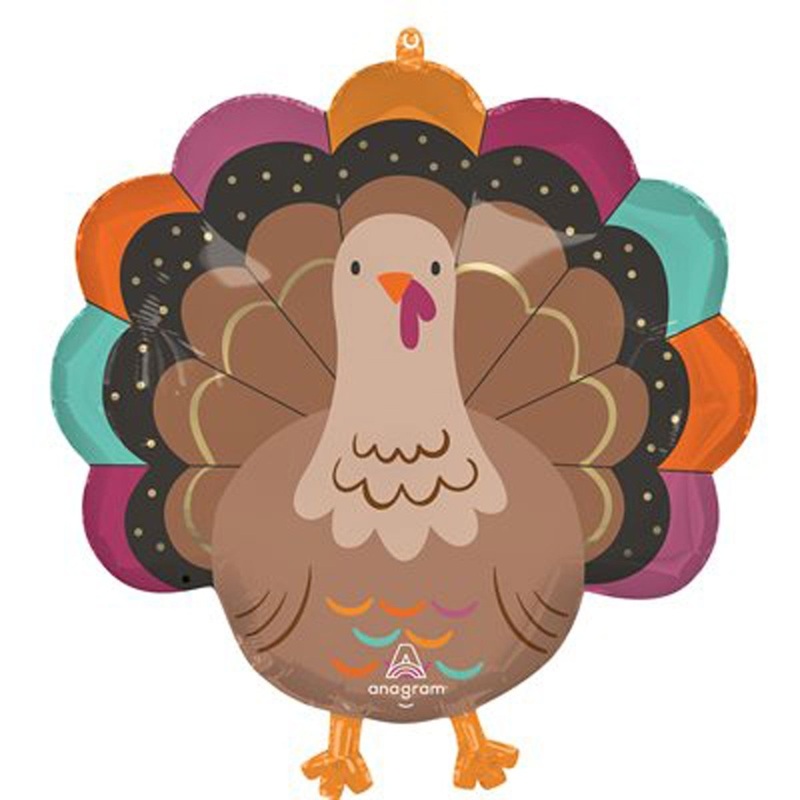 Thanksgiving Turkey Supershape Foil Balloon, 22 Inches, 1 Count