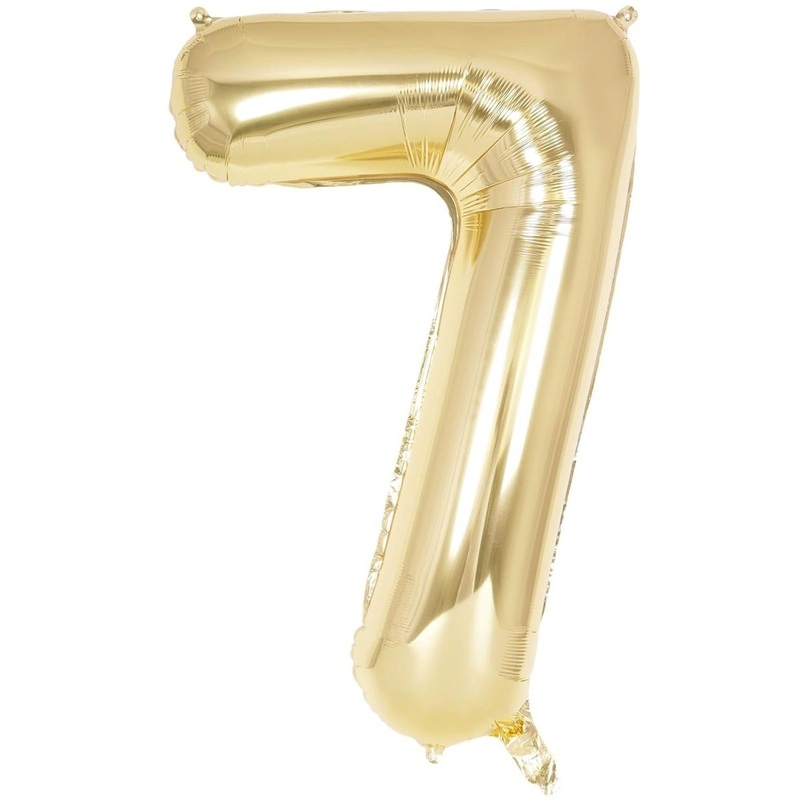 White Gold Number 7 Foil Balloon, 40 Inches, 1 Count