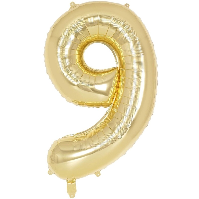 White Gold Number 9 Foil Balloon, 40 Inches, 1 Count